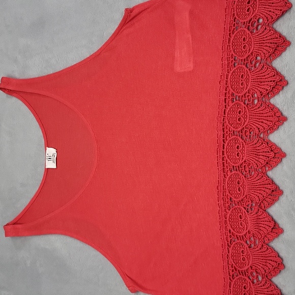 Zara Tops - Zara 🪸 Crop Swing Top with Lace Trim ~ Rosy Coral Color